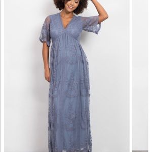 Pinkblush Blue Lace Maternity Dress